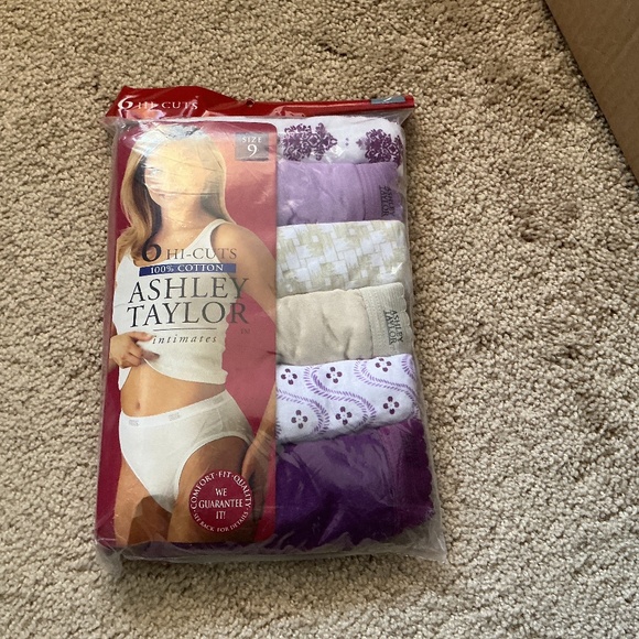 Bundle of 2 Pack NEW Vintage Ashley Taylor Intimates Hi-Cuts Cotton Panties sz 9 - Picture 3 of 3